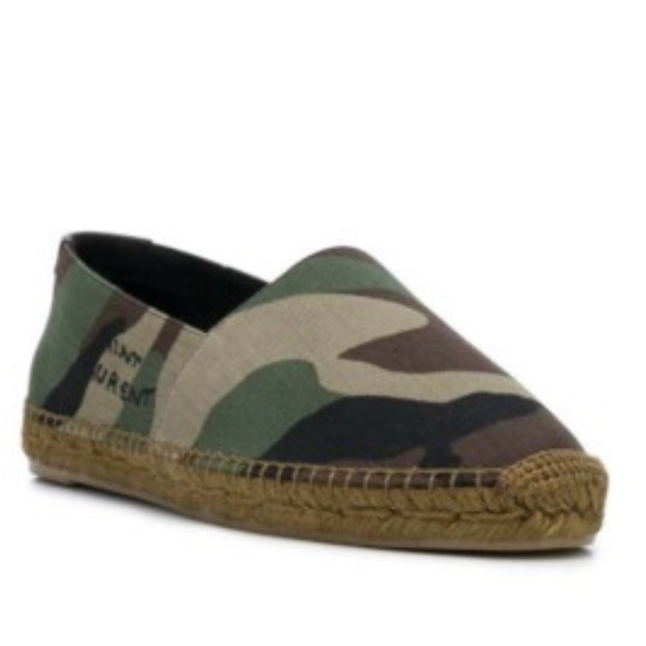 Saint Laurent Shoes - #Sold# Camouflage Espadrille Slip-On Flat - Women's Camo Casual Shoe